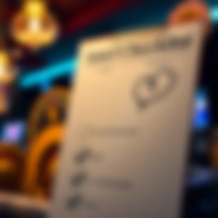 Illustration of a checklist highlighting wagering requirements and eligibility for casino bonuses