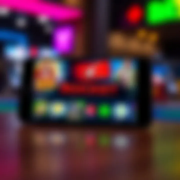 Mobile device displaying Rocket Casino app interface with vibrant gaming icons