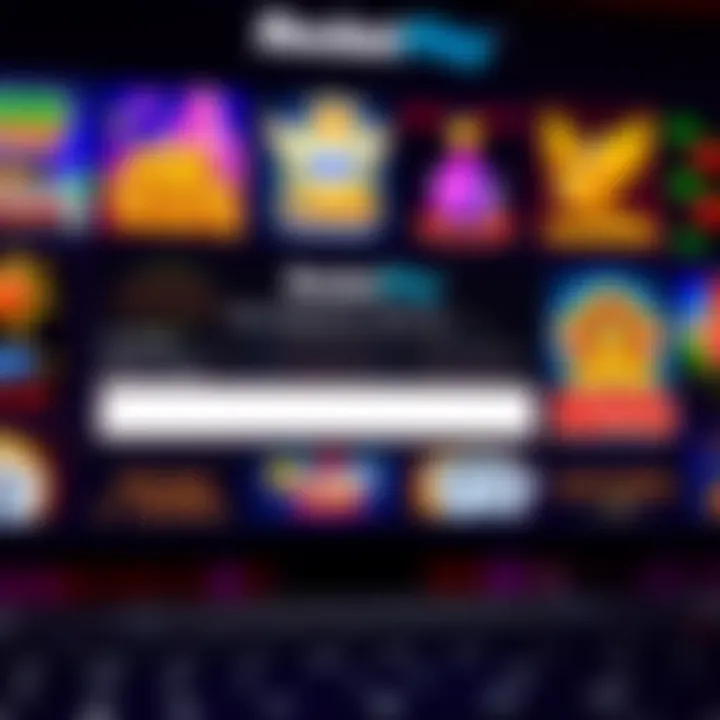 RocketPlay Casino Bonus Code Entry Screen Illustration of a digital casino interface showcasing various slot games with prominent bonus code input field