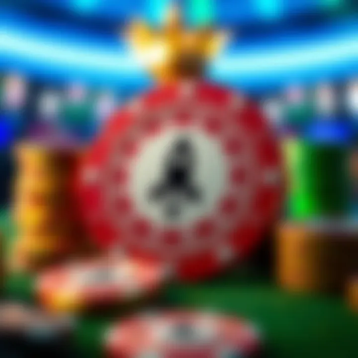 Digital representation of a casino chip with a rocket symbol surrounded by bonus codes