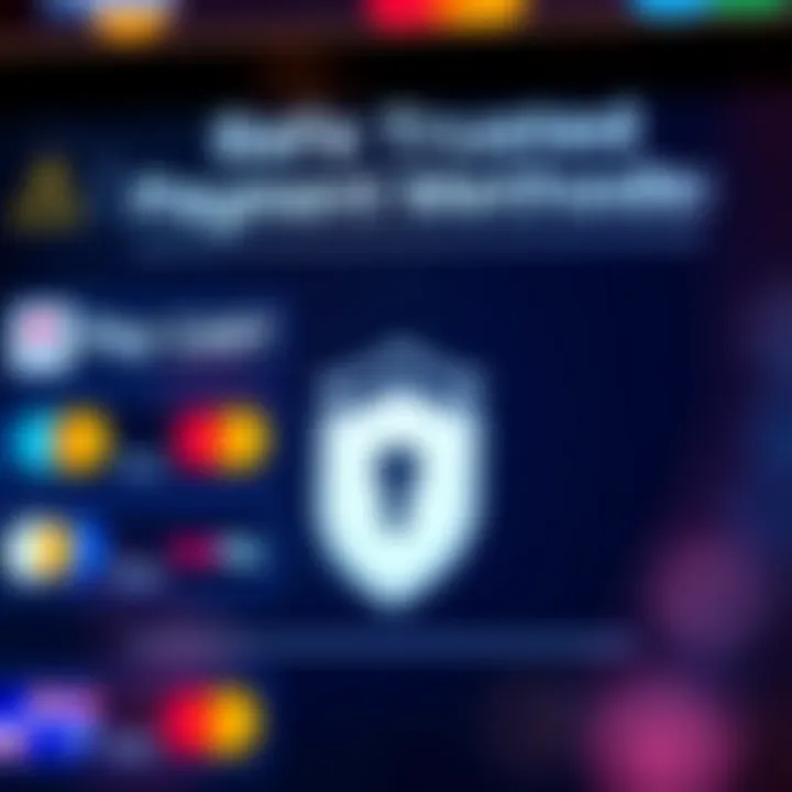 Secure online payment options displayed on a digital interface with shield icon representing safety