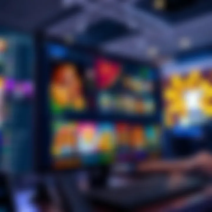 Interface showcasing an online gaming platform with a diverse selection of vibrant game icons