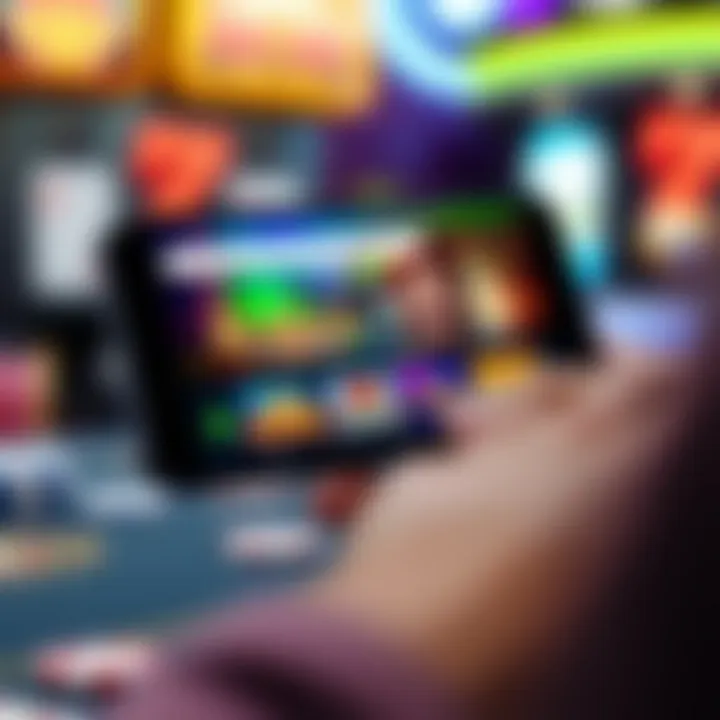 Mobile device showing Royal Reels Casino app with navigation menu and game options