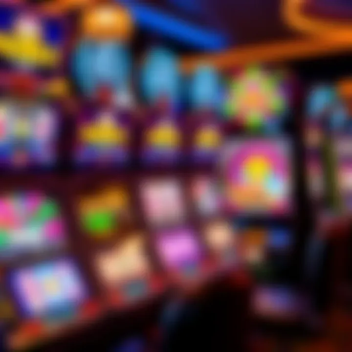 Royal Reels Casino Slot Game Selection Bright casino slot machines displaying vibrant reels and winning combinations
