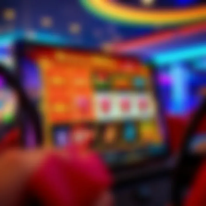 Online casino screen displaying Royal Reels pokies interface with vibrant reels and bonus icons