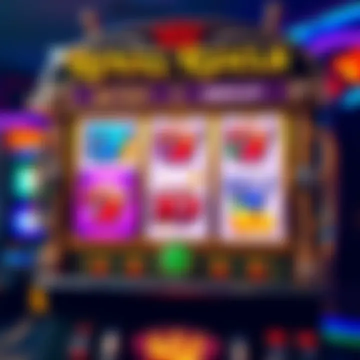 Royal Reels Slot Machine Interface Display Colorful slot machine interface featuring vibrant reels and classic symbols with Royal Reels theme