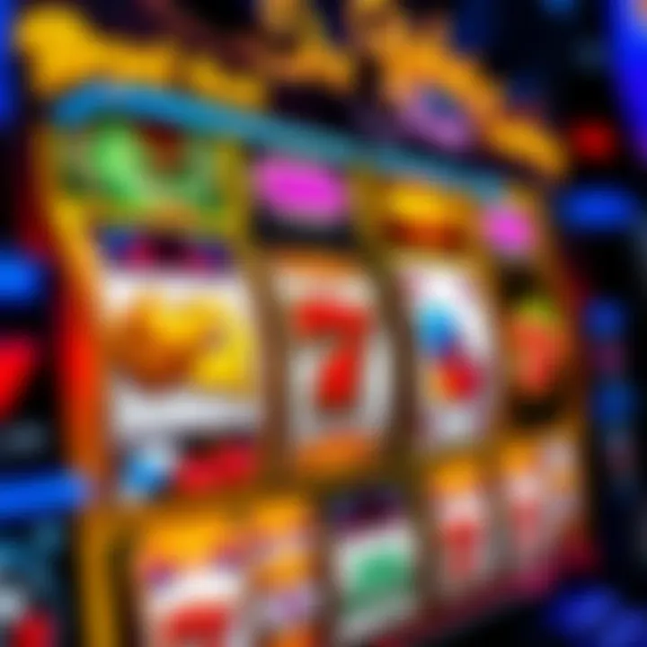 Royal Reels Slot Machine Reels Display Close-up view of Royal Reels slot machine reels showing vibrant symbols and colorful design