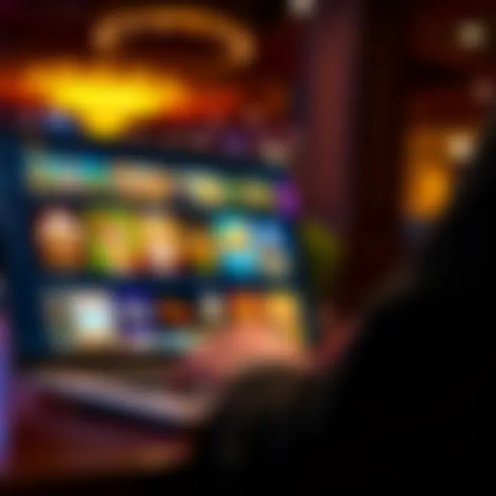 Exploring the Diverse Game Catalog at SkyCrown Casino User navigating SkyCrown Casino's game selection on a laptop with vibrant game thumbnails visible