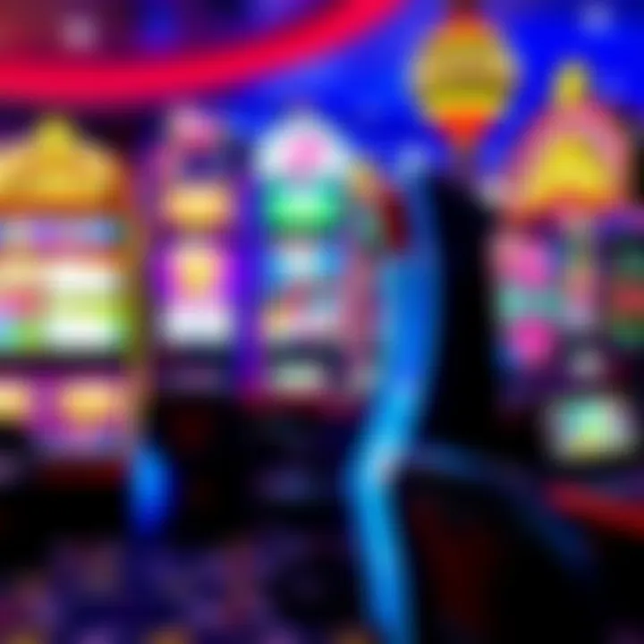 Colorful digital slot machines and card games interface representing online casino variety