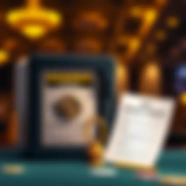 Graphic depicting terms and conditions documents alongside a digital safe symbolizing secure gambling