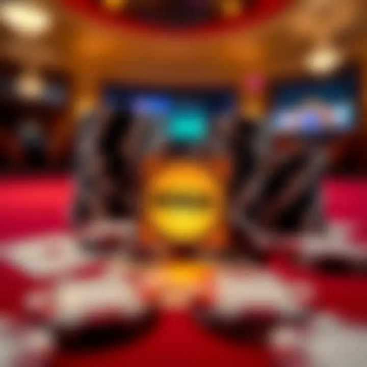 Illustration showing casino chips and cards with a glowing bonus token