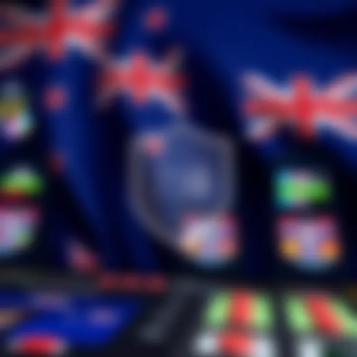 Secure online pokies environment with safety icons and Australian flag background