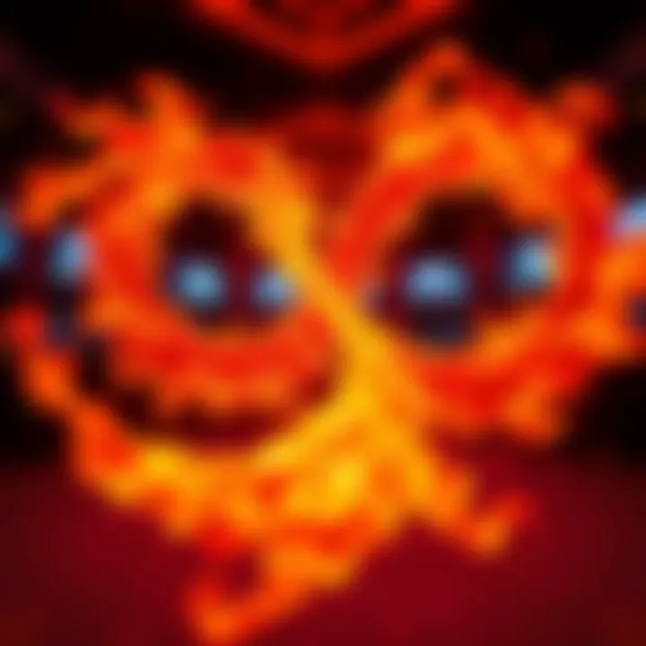 Abstract representation of a fiery vortex symbolizing the concept of Hellspin with mythological motifs