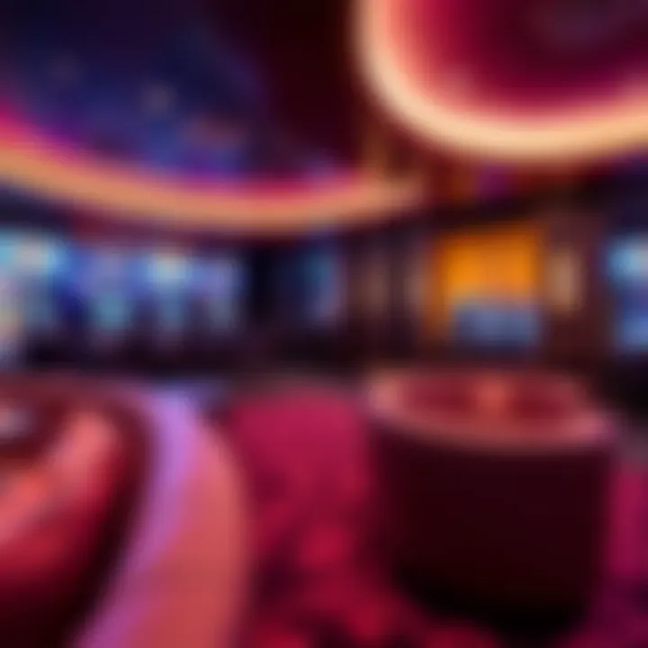 Luxurious casino VIP lounge with plush seating and ambient lighting