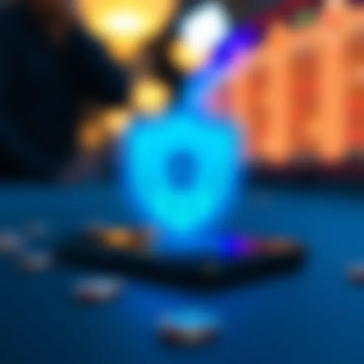 Illustration of a secure shield symbol over a smartphone representing safe and responsible gambling