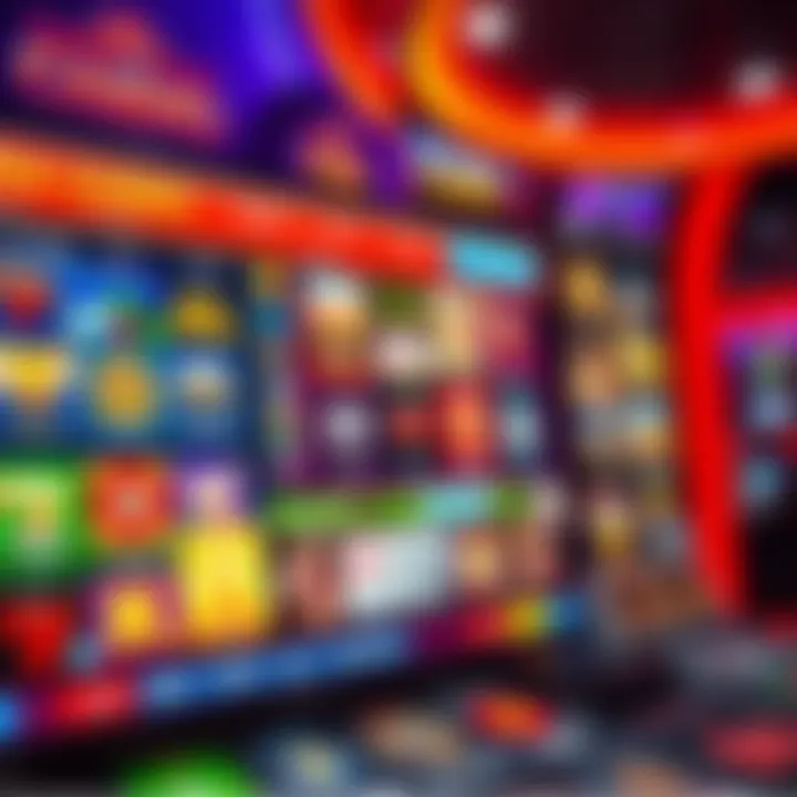 Colorful online casino interface showcasing a variety of game options and secure payment icons