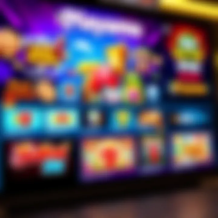 Colorful online casino interface showcasing various slot games and promotional banners