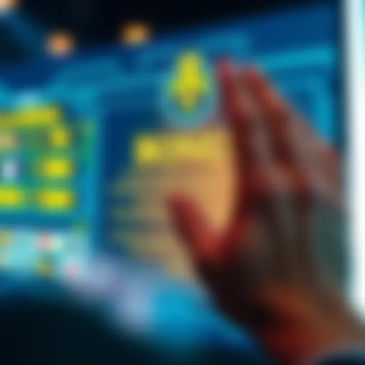 Illustration of a player’s hand interacting with a digital casino interface displaying bonus terms