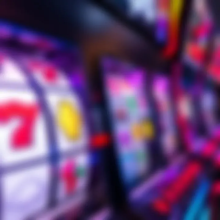 Close-up view of a colorful pokies gaming machine interface showing reels and symbols