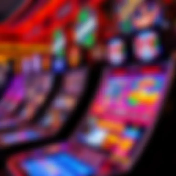 Colorful modern electronic pokies with multiple reels and bright displays