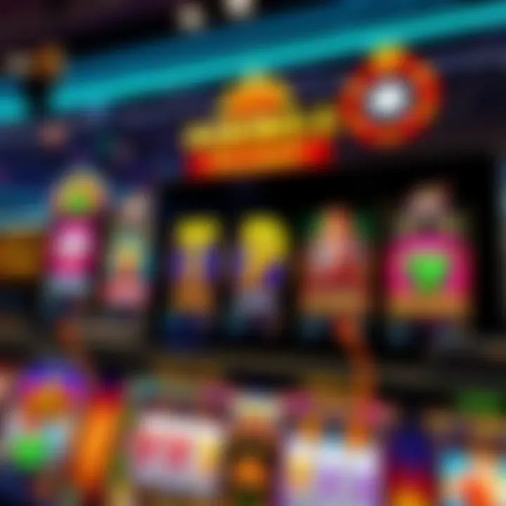 Visual display of popular online pokies games featuring vibrant reels and icons with strategic tips highlighted around the screen