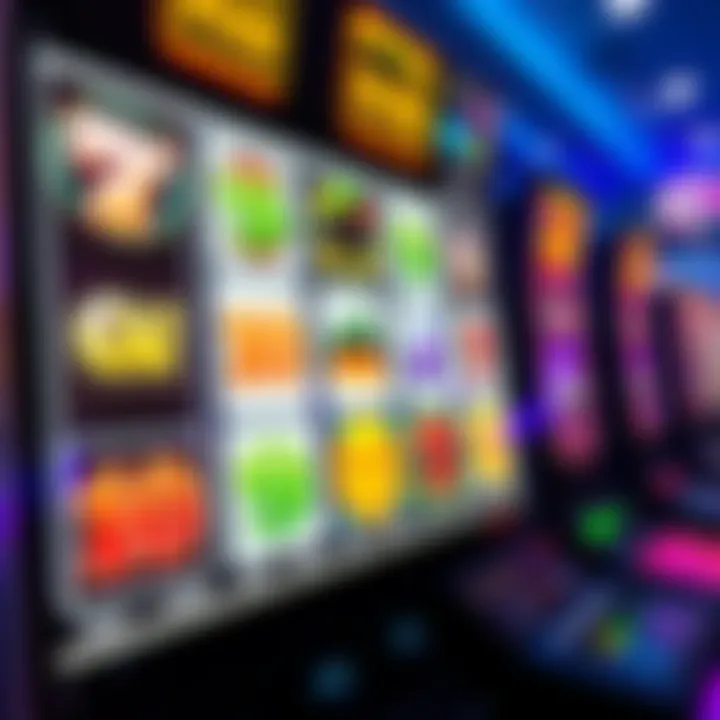 Colorful online pokies reels with various symbols on a digital interface