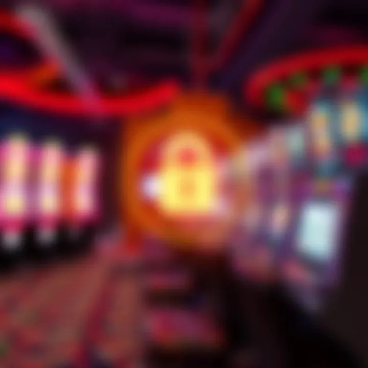 Safe online gaming environment with secure connection symbol and virtual slot game elements