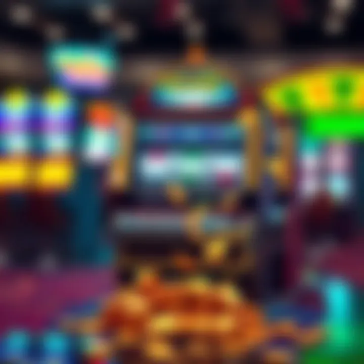 Illustration showing a digital slot machine with bonus coins falling out