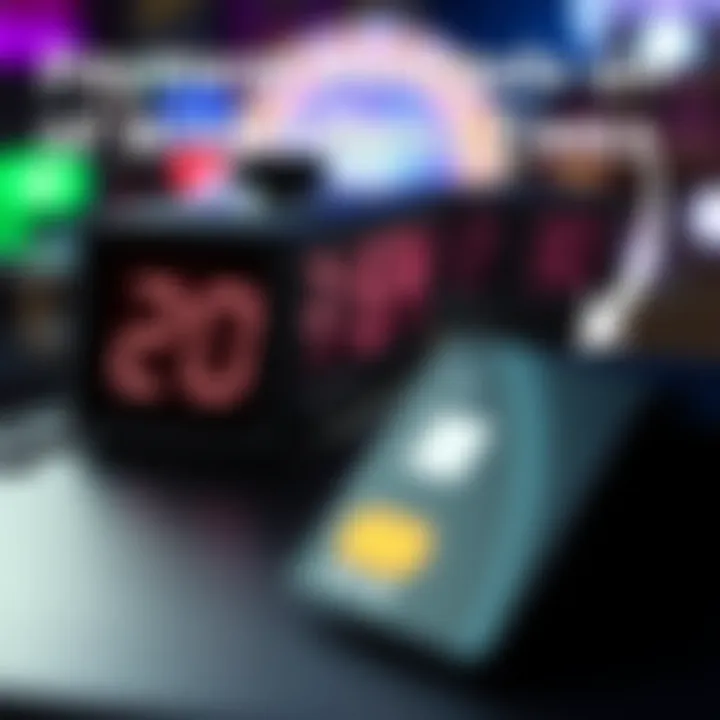 Illustration of a digital clock with arrows indicating time passing beside a payment card