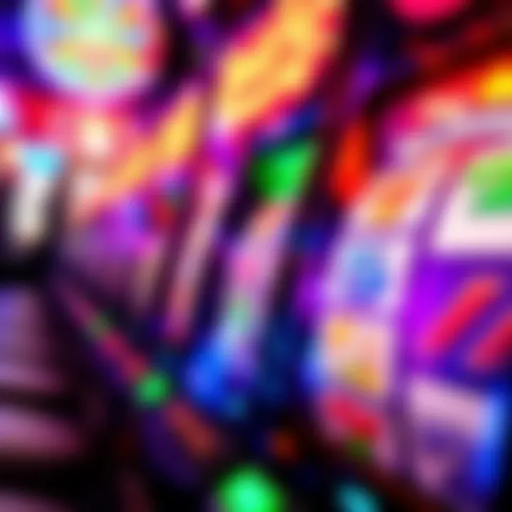 Colorful pokies machine interface showing reels with classic symbols and vibrant lights
